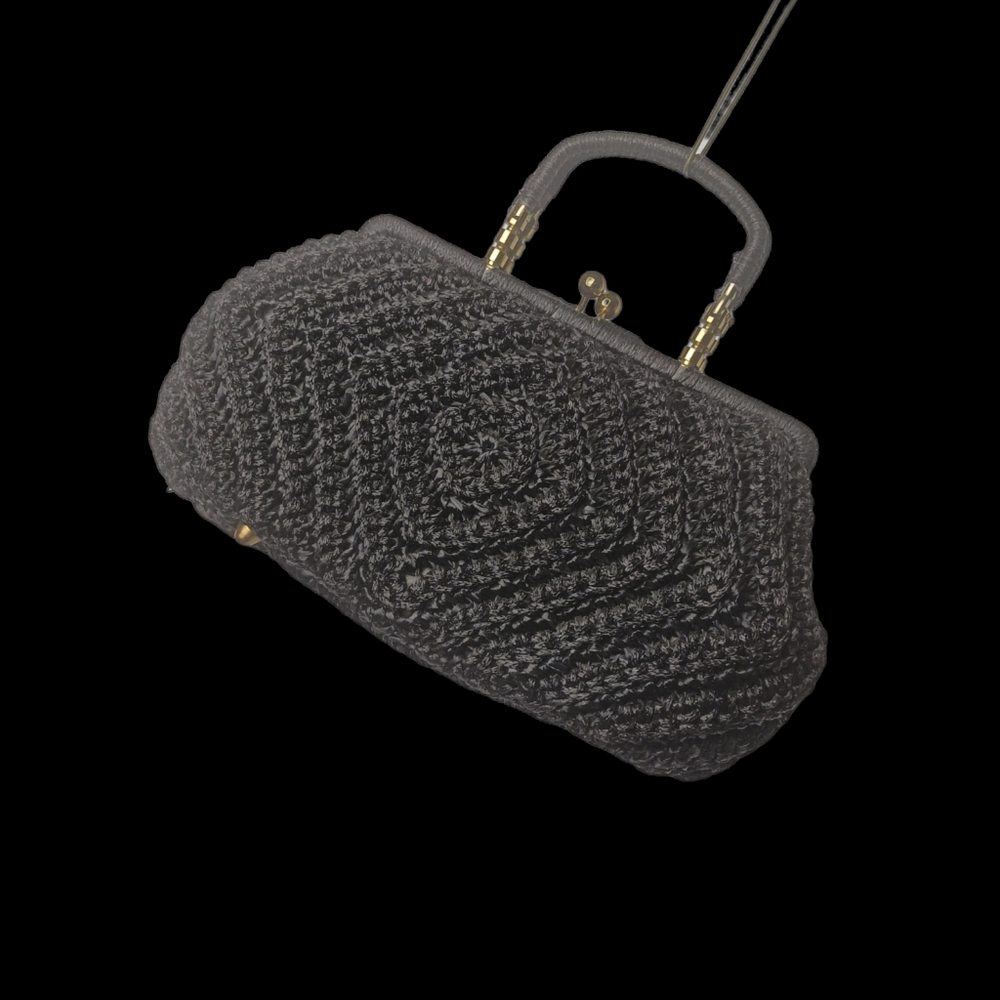 Vintage/Estate Rare Bara Japan Chevron Raffia Top Handle Purse "HOT!" - Picture 5 of 16